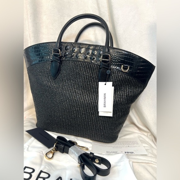 🖤BRAHMIN, GORGEOUS “JEANNE” BLACK BELHAVEN GENUINE LEATHER TOTE🖤NWT🖤 - Picture 5 of 17